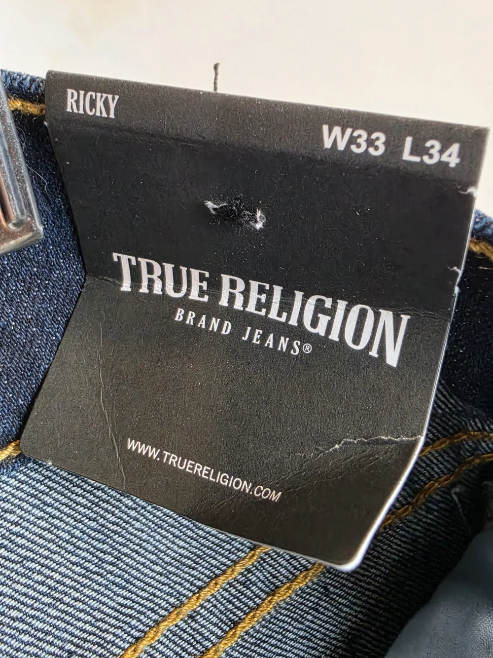 True Religion Ricky Relaxed Straight Jeans Men's 33x34 Dark Indigo Wash NWT